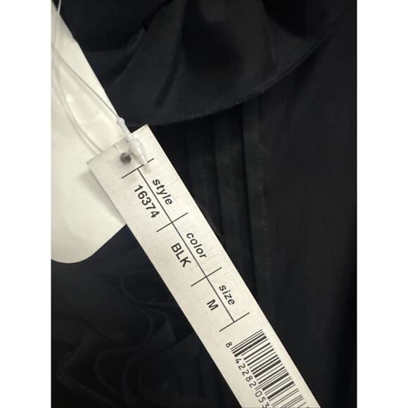 DONS COLLECTION‎ Ruffled GOTHIC Fitted Stretchy Ruffled Trench COAT M Black NWT - Picture 5 of 13